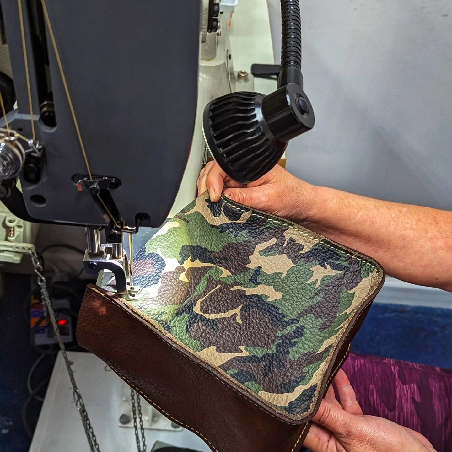 Handmade Camo Leather Shotgun Shell Bag with Belt Loop