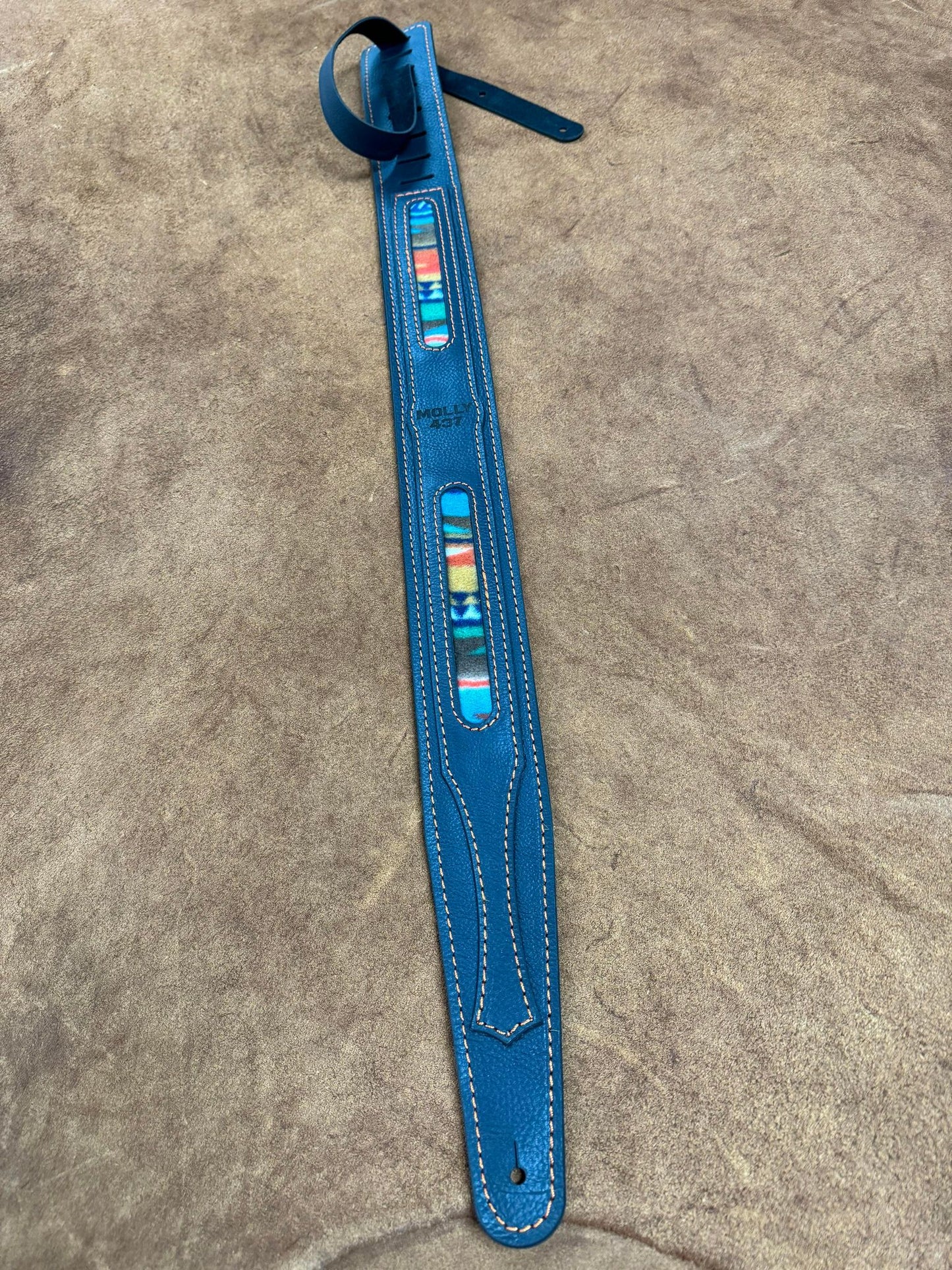 "Aztec" Personalized Handmade Full Grain Leather Guitar Strap