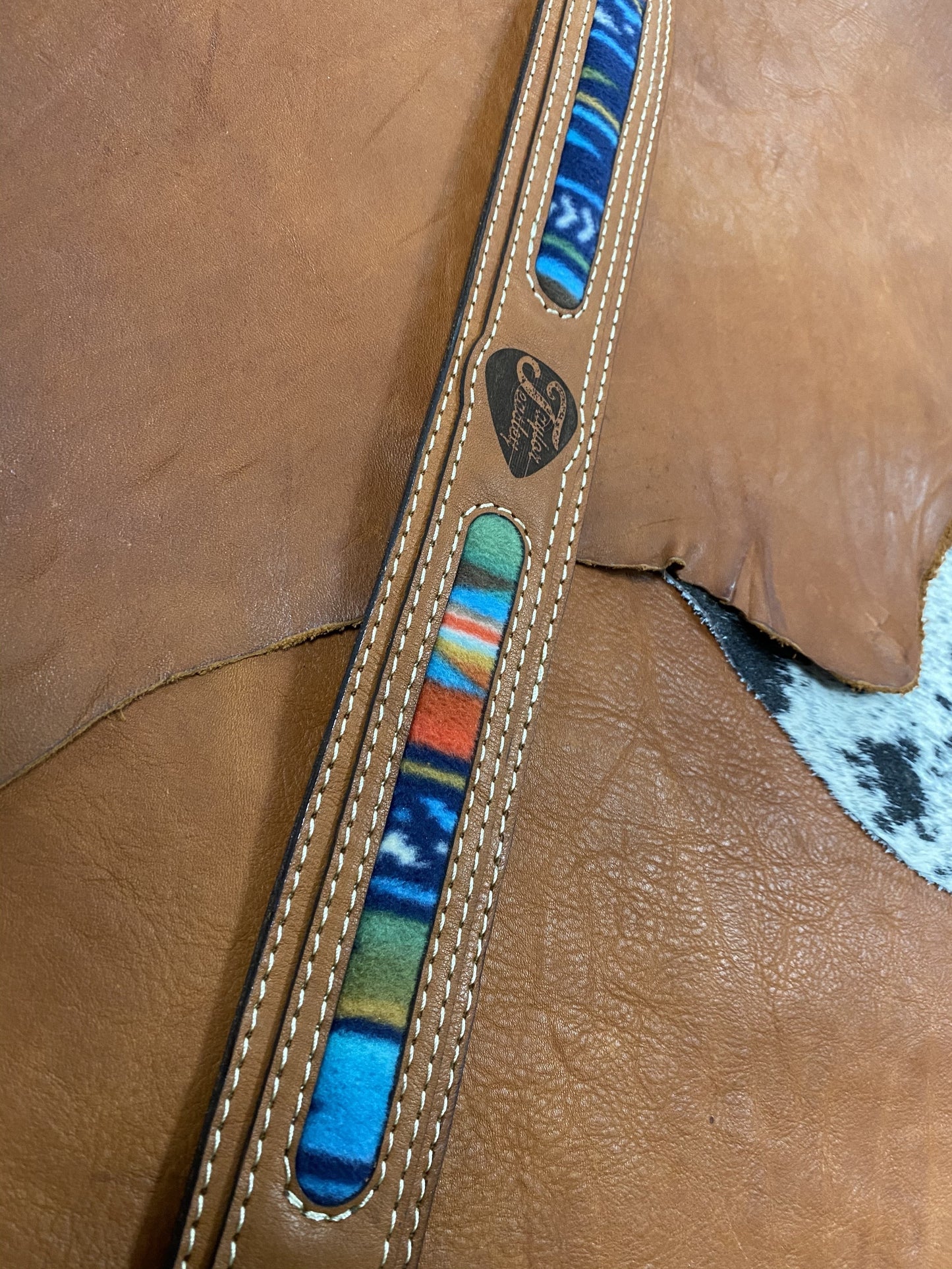 "Aztec" Personalized Handmade Full Grain Leather Guitar Strap