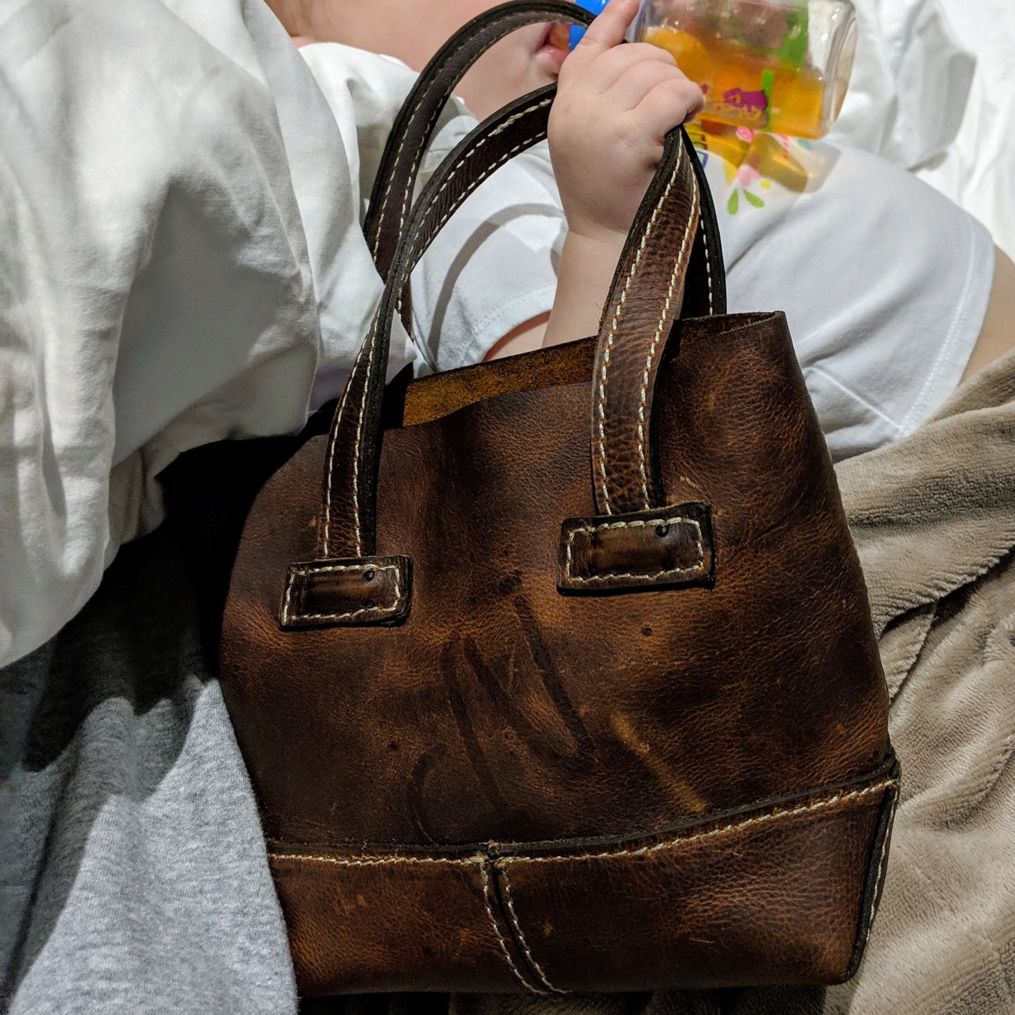 Little Mia Handcrafted Brown Leather Classic Purse