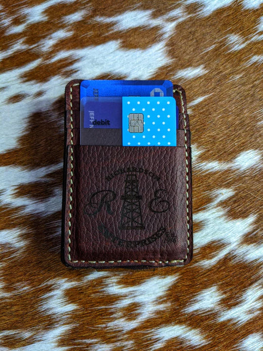 "lil Hefe" Men's Handmade Brown Genuine Leather Magnetic Wallet