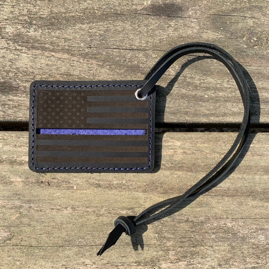 Thin Blue Line Flag Keychain with Charm