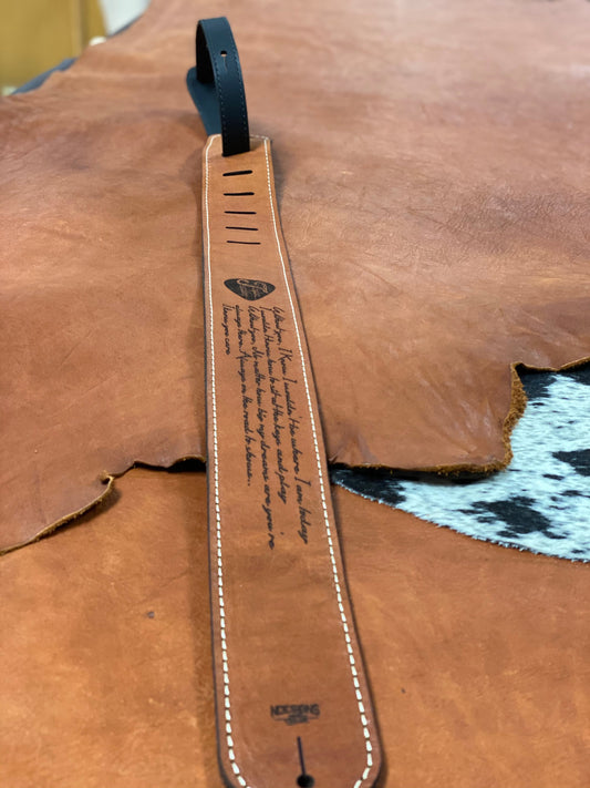 Handcrafted Personalized Leather Guitar Strap with Lyrics