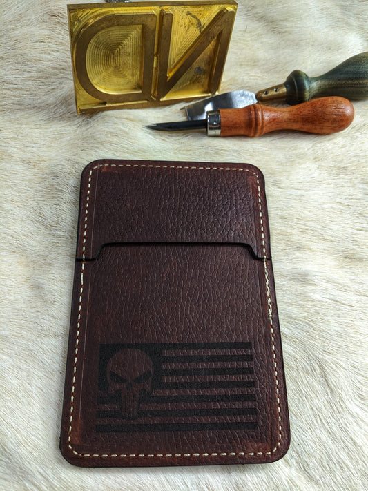 Handcrafted Punisher Skull Leather Bifold Wallet