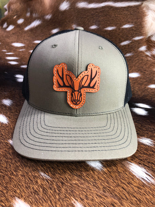 Handcrafted Unisex Jackalope Leather Patch Trucker Hat