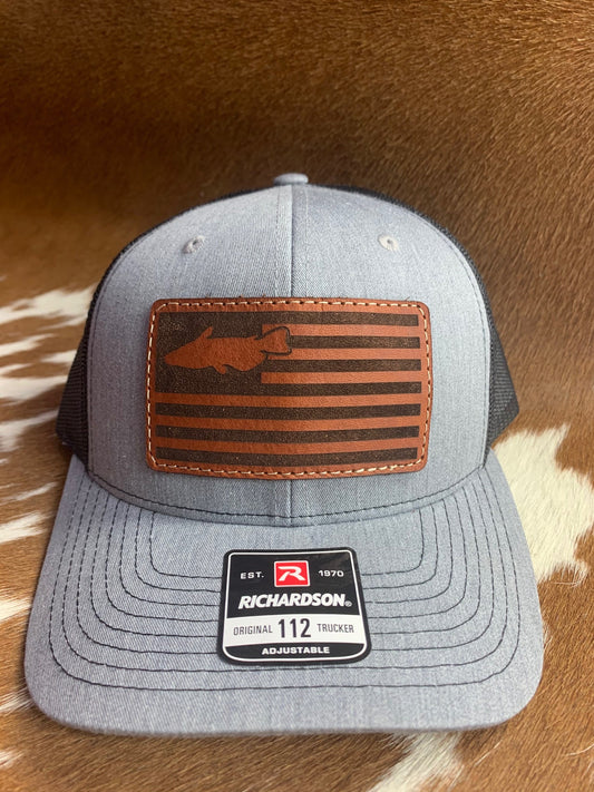 Unisex Catfish Flag Leather Patch Richardson 112 Trucker Hat