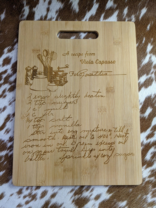 "Personalized" Natural Bamboo Recipe Cutting Board