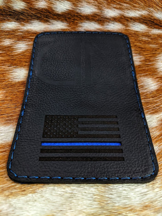 Handcrafted Thin Blue Line Premium Leather Wallet