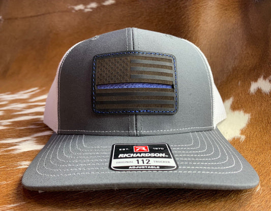 Exclusive Thin Blue Line Leather Patch Hat