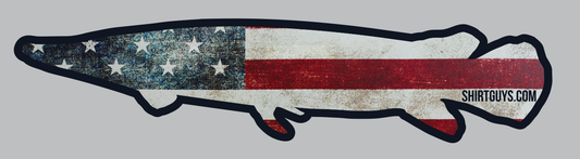 8" American  Gator Gar Sticker - Shirt Guys Bowfishing and Hunting T-Shirts